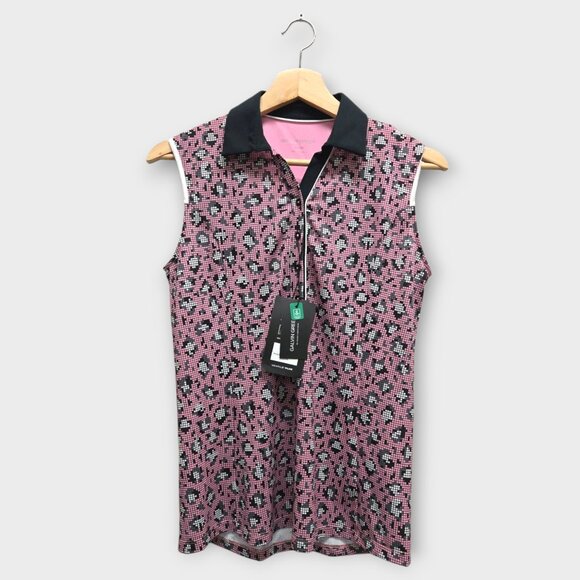 Galvin Green Golf Women's Polo Shirt Mila Sleeveless (Pink/Black) - Small - Picture 1 of 2
